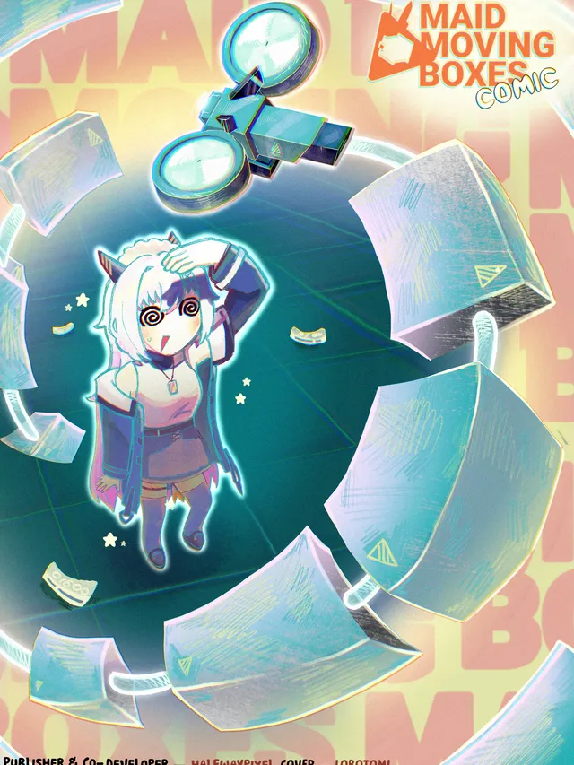 Maid Moving Boxes cover - comic done by partaevil, halfwaypixel, kiri.b and lobotomi